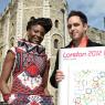 Noisettes Shingai Shoniwa and Dan Smith present the London 2012 Festival brochure at the Tower of London