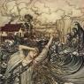 Undine beneath the waves of the Danube: Arthur Rackham's iconic illustration