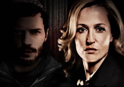 Gillian Anderson as DS Stella Gibson, with Jamie Dornan as Paul Spector