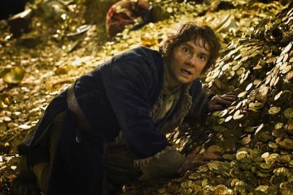 Cashing in: Martin Freeman as Bilbo, acting all 'Tookish' in the dragon Smaug's lair