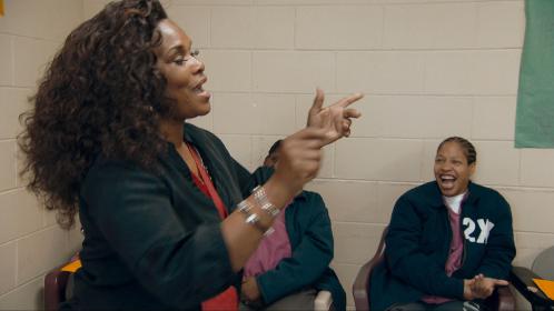 Message of hope: Brenda addresses prostitutes in prison