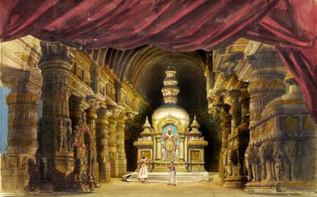 19th century paper theatre design for 'Le roi de Lahore'