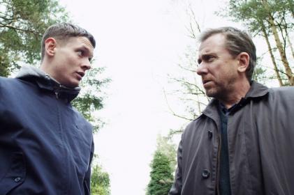 What are we doing here? Adam (Jack O'Connell, left) and Roy (Tim Roth) confront existential questions in 'The Liability'