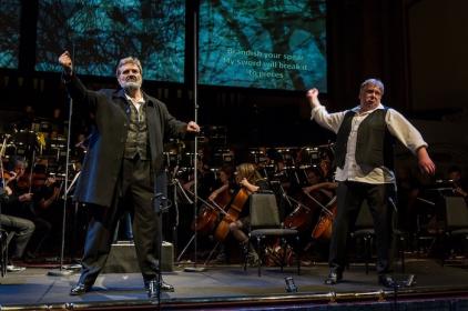 Michael Druiett and Mati Turi clash in Opera North's Siegfried