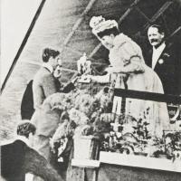 Queen Mary presents a medal 
