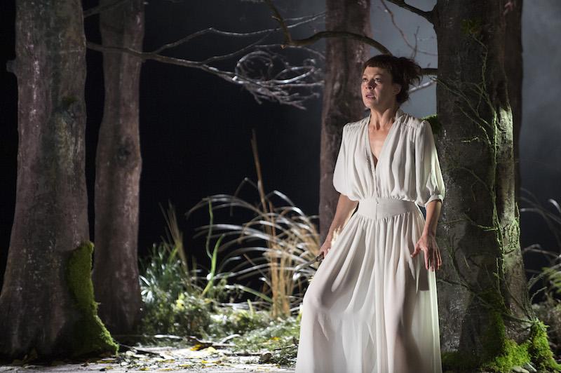 Helen McCrory as Medea, knife in hand, prepares for murder