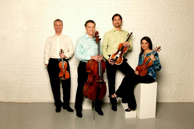 The players of the Pacifica Quartet: violinists Sibbi Bernhardson (left) and Simin Ganatra (right), cellist Brandon Vamos and viola player Masumi Per Rostad
