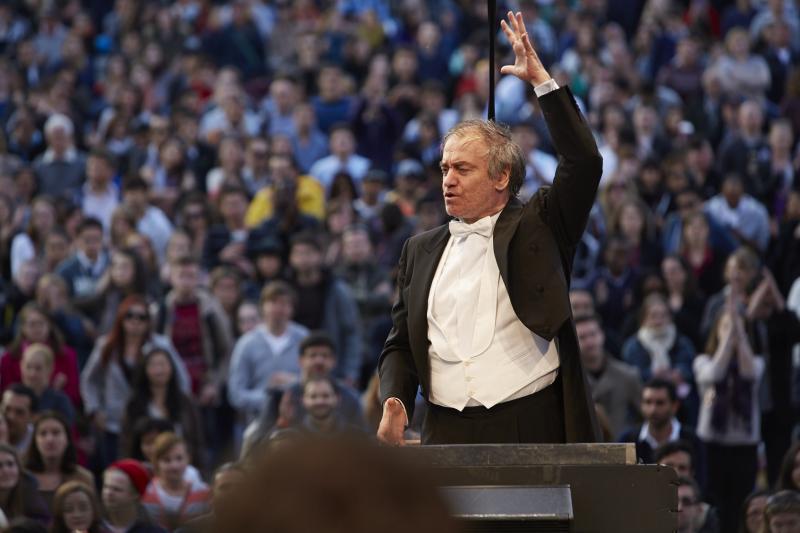 Valery Gergiev and an invisible LSO last summer in Trafalgar Square: as ever no apologies