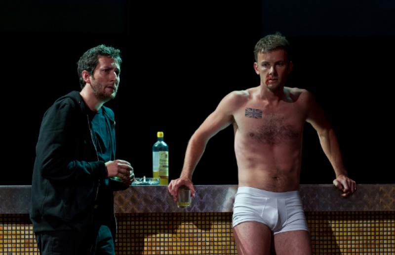 MacRae's Ghost Patrol: Barman (Alasdair, right, played by James McOran-Campbell) collars burglar (Sam, left) before realising they both served in the army together