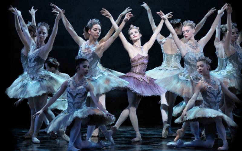 The most succulent tutus: Lilac Fairy Elena Glurdjidze and her attendants in ENB's Sleeping Beauty