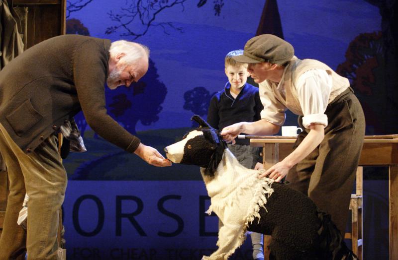 Never act with children and animals? Oliver Ford Davies (left) as Tom, with William (Ewan Harris), Sammy the collie and puppeteer Elisa de Grey
