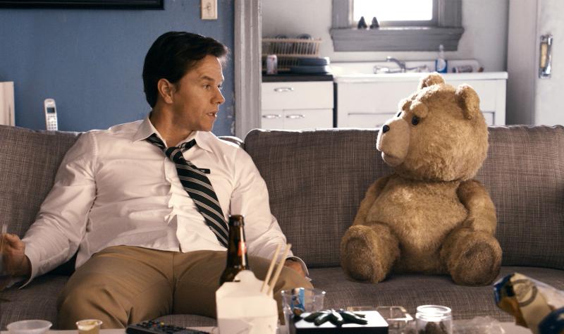 You talkin' to me? Mark Wahlberg and a furry friend in 'Ted'