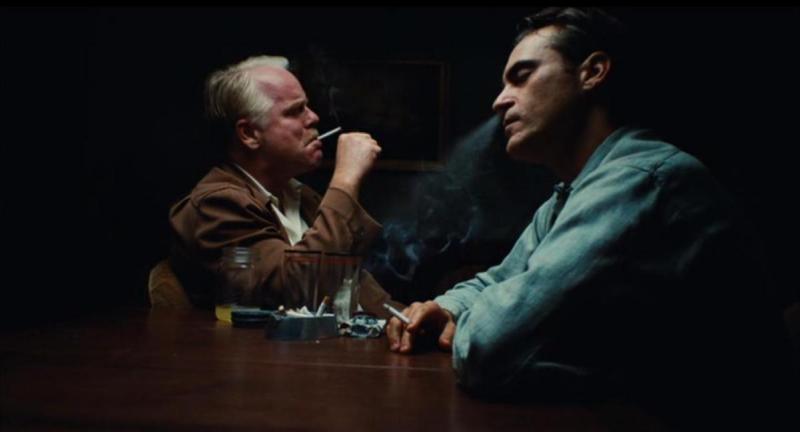 Burning love: Lancaster Dodd (Philip Seymour Hoffman) and Freddie Quell (Joaquin Phoenix) consider their positions