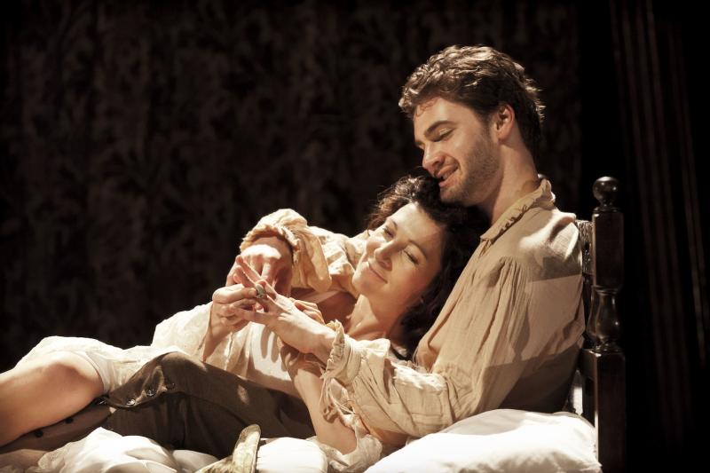 Eve Best (Duchess of Malfi) and Tom Bateman (Antonio) as the secret lovers