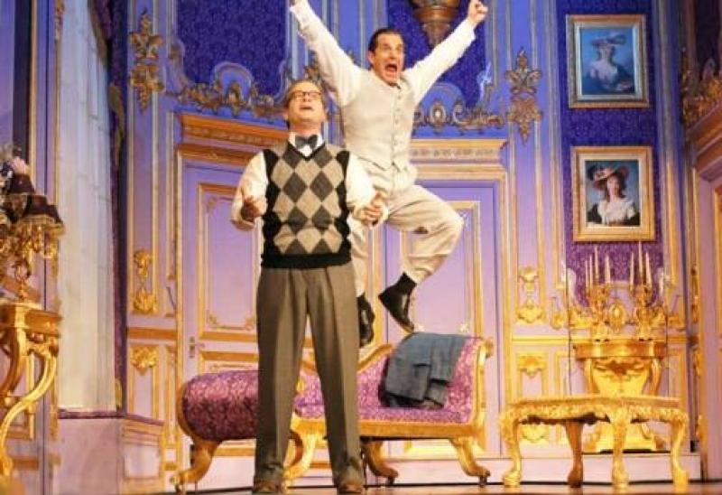 Yes he can: Damian Humbley's Max Garber finds the tenor within while Michael Matus's Tito Merelli leaps for joy Yes he can: Damian Humbley's Max Garber finds the tenor within while Michael Matus's Tito Merelli leaps for joy