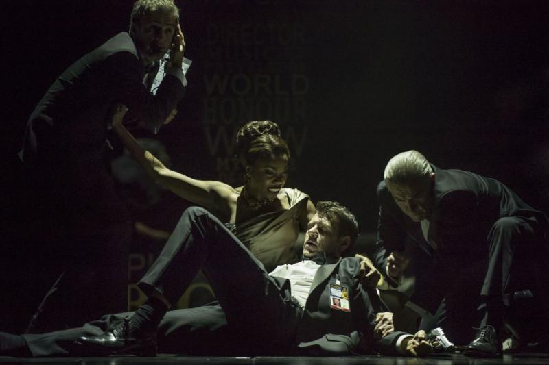Down for the count: Heather Headley and Lloyd Owen (centre) co-star in 'The Bodyguard'