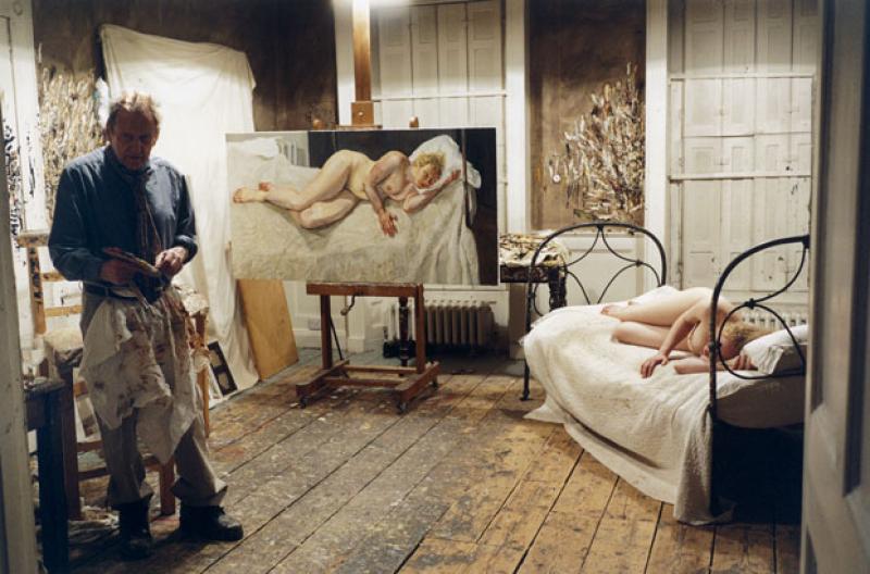 Lucian Freud at work, from David Dawson's images of 'Working with Lucian Freud'
