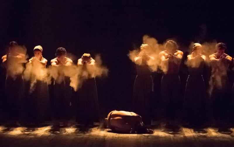 'Dust' by Akram Khan (pictured centre) is the standout piece of a strong evening.