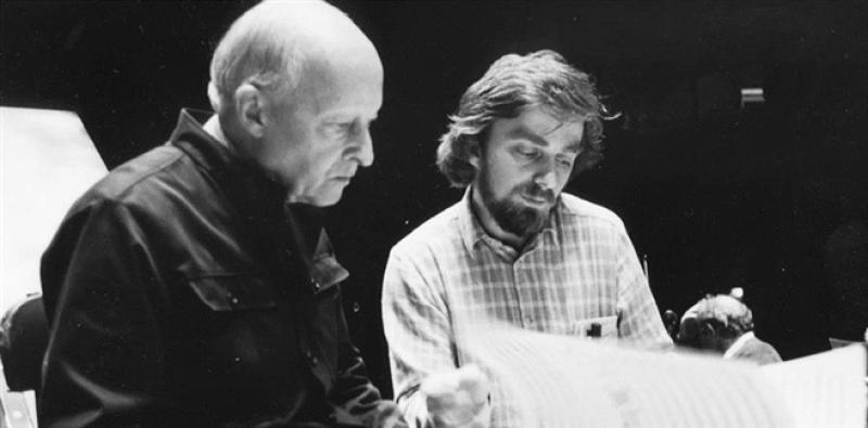 Lutoslawski and Zimerman, preparing for the piano concerto's premiere in 1988