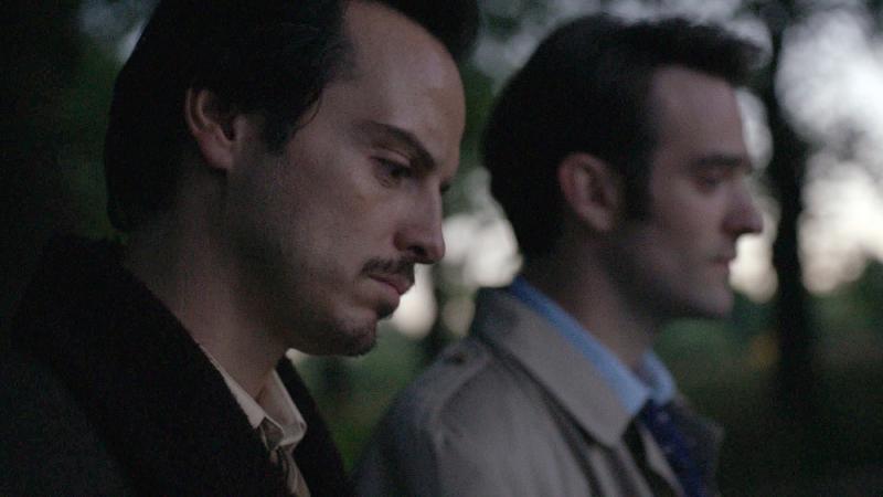 Friends and/or foes: Andrew Scott, left, as Soviet agent Viktor Kozlov, opposite Charlie Cox