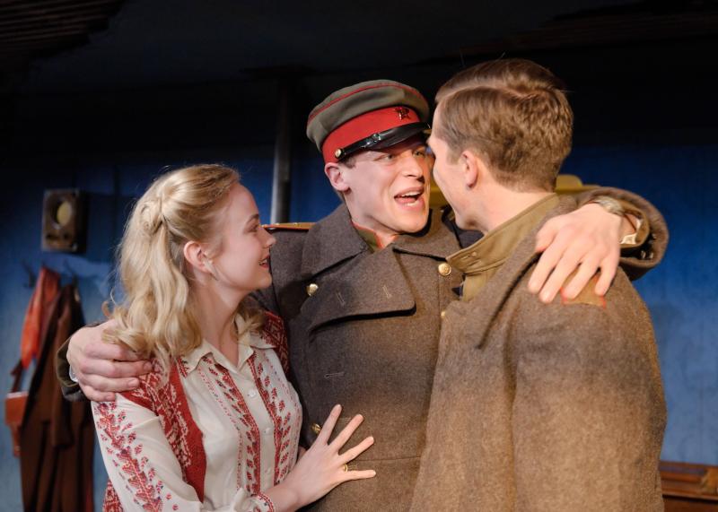 Three into two won't go - or will it? Joanna Vanderham, Max Bennett, and Gwilym Lee make up the cast of Arbuzov revival