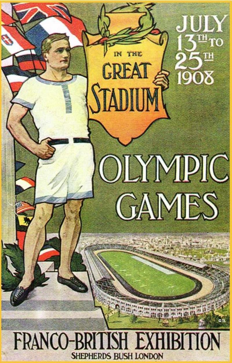 Poster advertising the 1908 Olympic Games, until recently lost