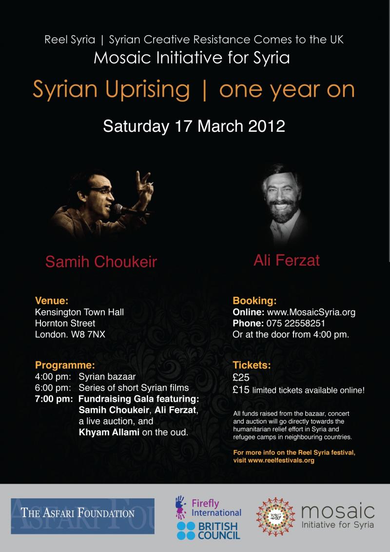 The line-up for the Mosaic Initiative for Syria's gala