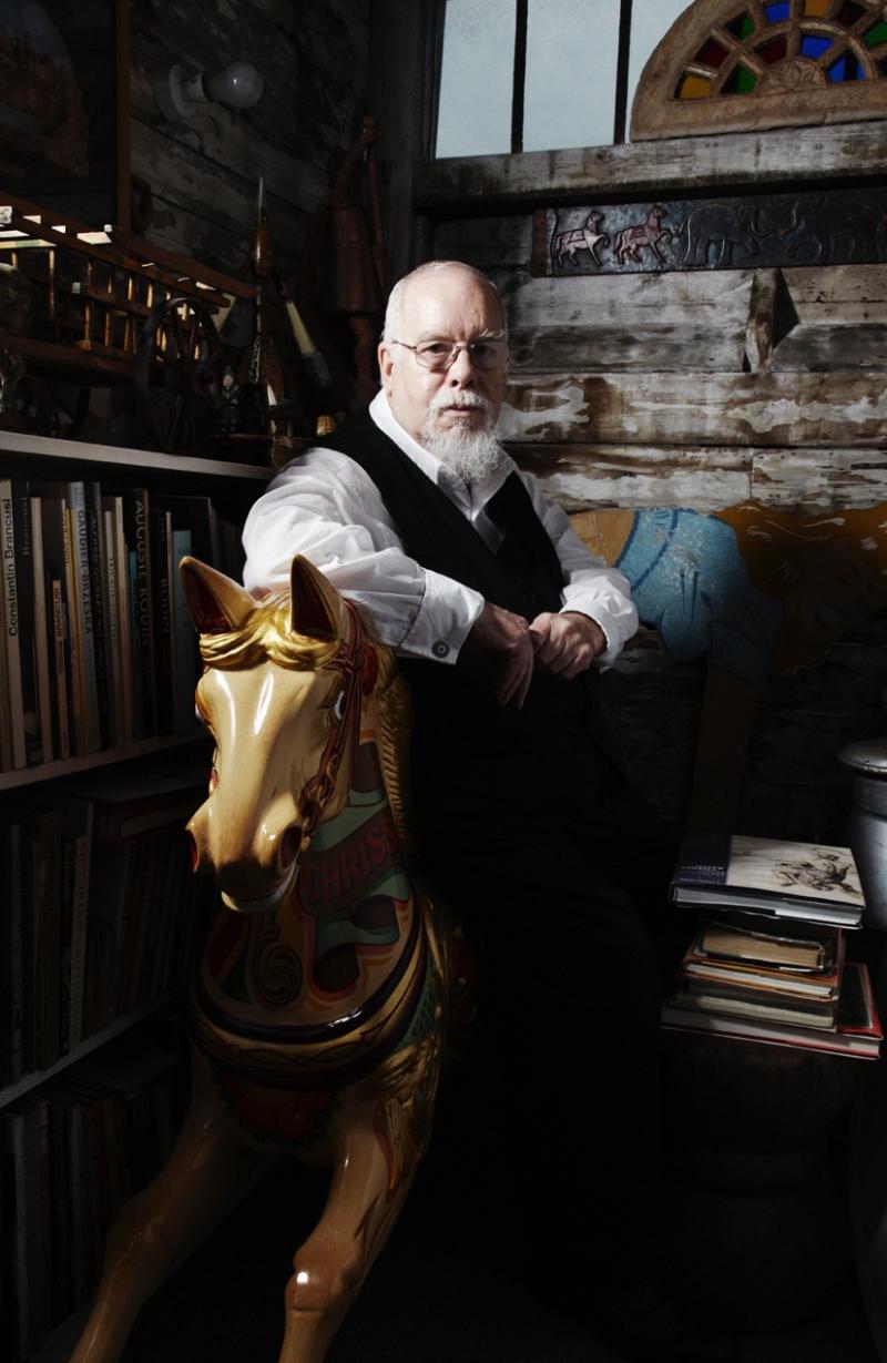 Peter Blake in his studio - a veritable folk museum Peter Blake in his studio - a veritable folk museum