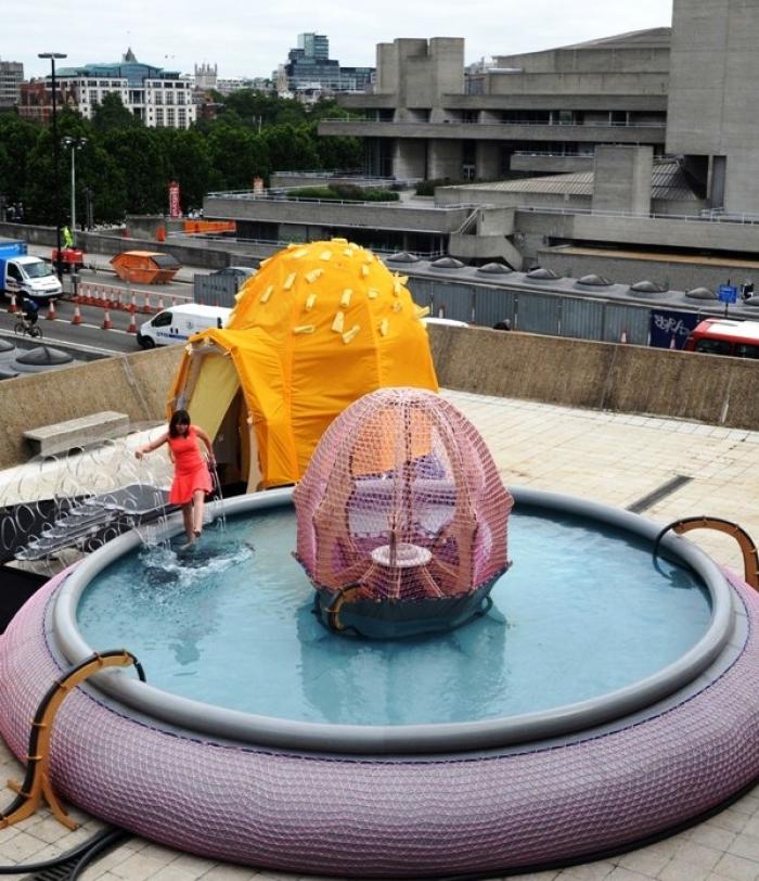 Take a dip in Ernesto Neto's pool on the terrace of the Hayward Gallery Take a dip in Ernesto Neto's pool on the terrace of the Hayward Gallery