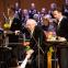 The great Gennady Rozhdestvensky receives Russian roses while Ian Bostridge and Iestyn Davies look on