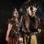 Feathers and war paint: Laure Meloy as Hecuba and Roderick Earle as Priam