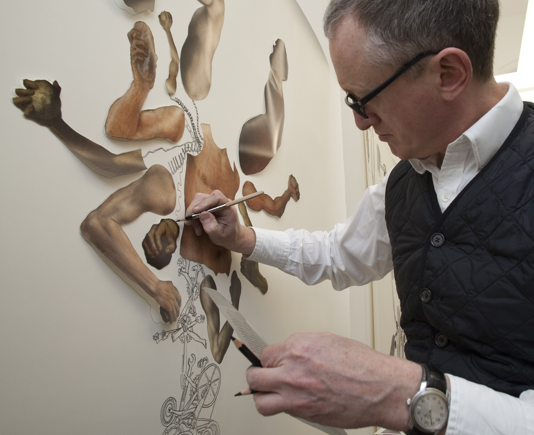 Michael Landy working in his National Gallery studio