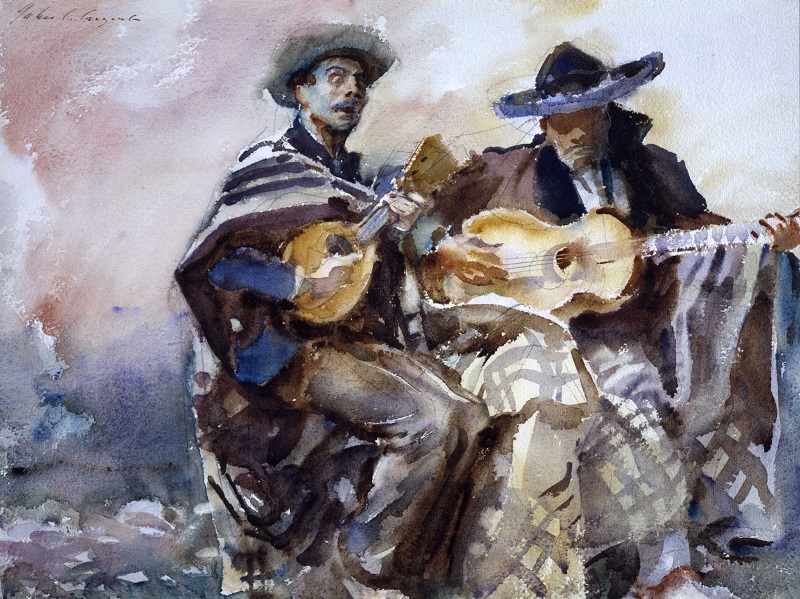 John Singer Sargent,  Blind Musicians, 1912, watercolour on paper, on preliminary pencil, Aberdeen Art Gallery & Museums Collections