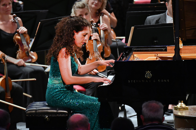 Pianist Beatrice Rana performs Schumann’s Piano Concerto in A minor with the BBC Symphony Orchestra conducted by Sir Andrew Davis at the BBC Proms at the Royal Albert Hall