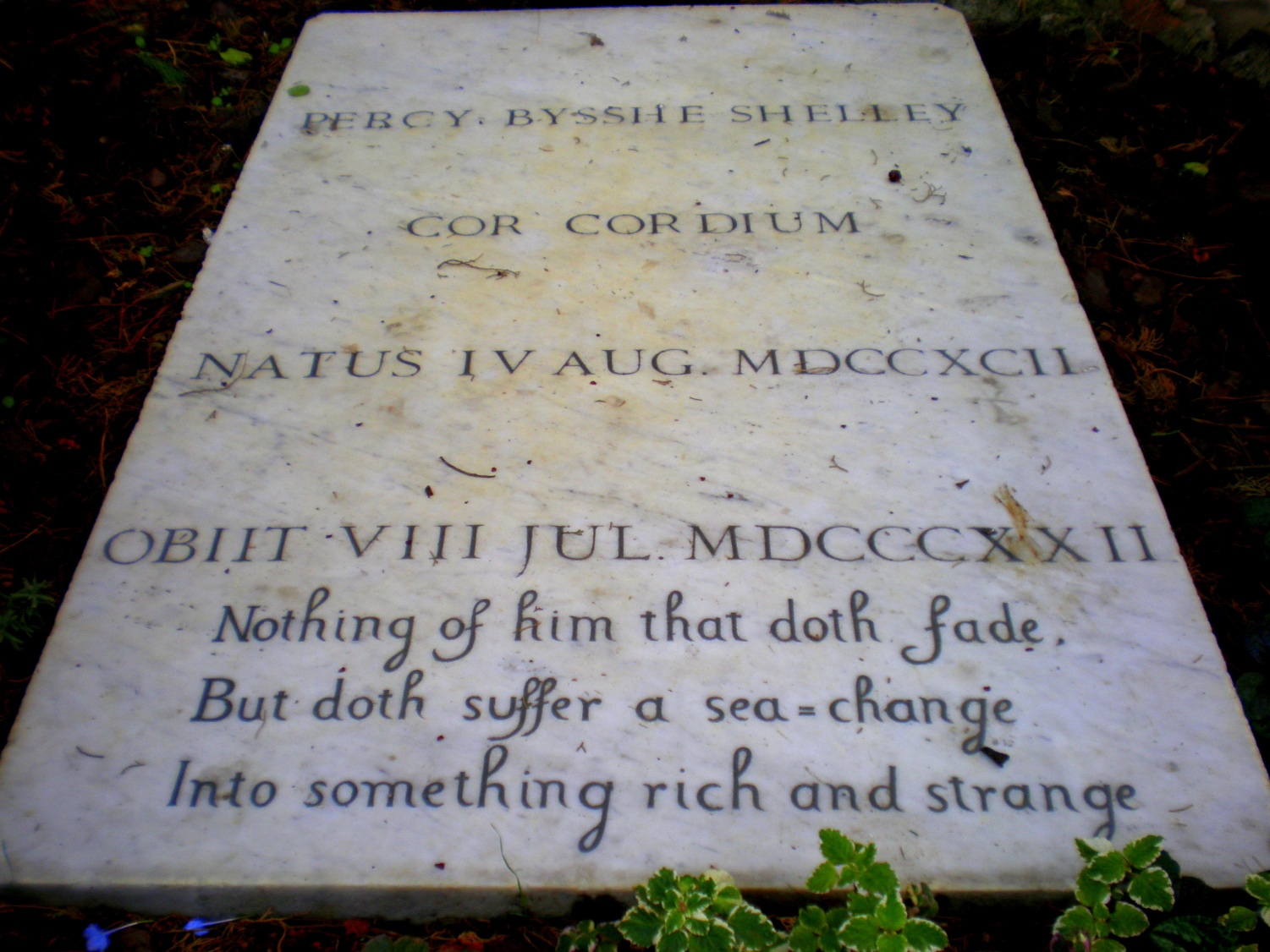 Shelley's gravestone in the Protestant Cemetery of Rome c David Nice