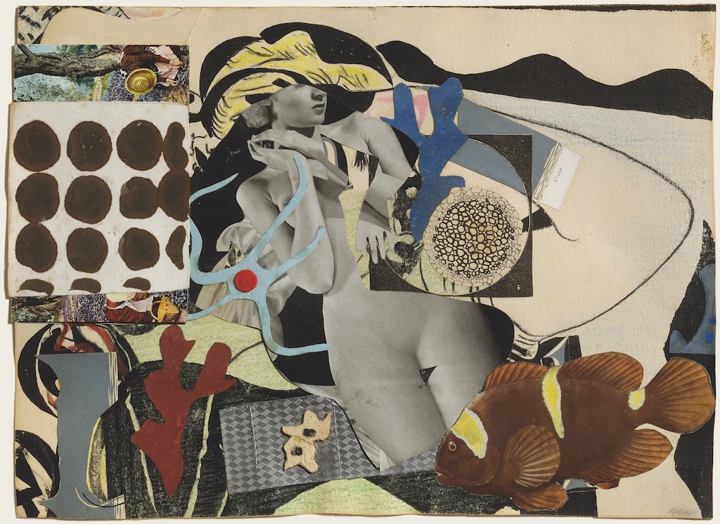 Eileen Agar Erotic Landscape 1942 Collage on paper 255x305mm Private collection ©Estate of Eileen Agar/Bridgeman Images Photograph courtesy Pallant House Gallery, Chichester © Doug Atfield
