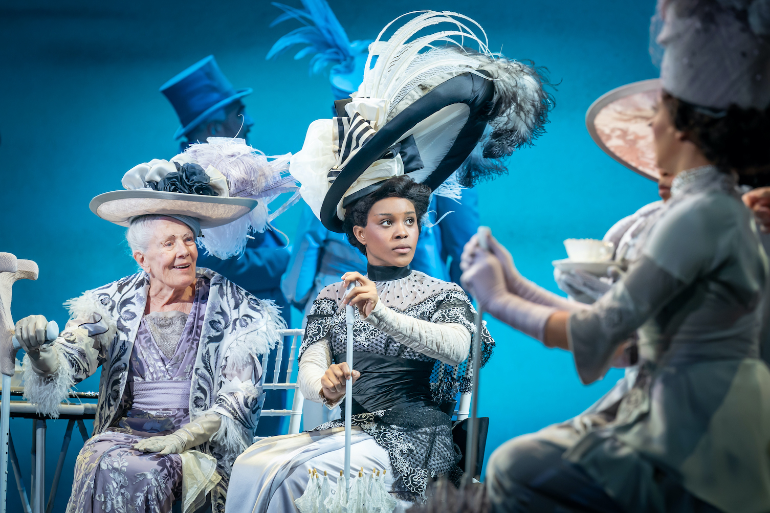 Dame Vanessa Redgrave as Mrs Higgins and Amara Okereke as Eliza Doolittle. Credit Marc Brenner