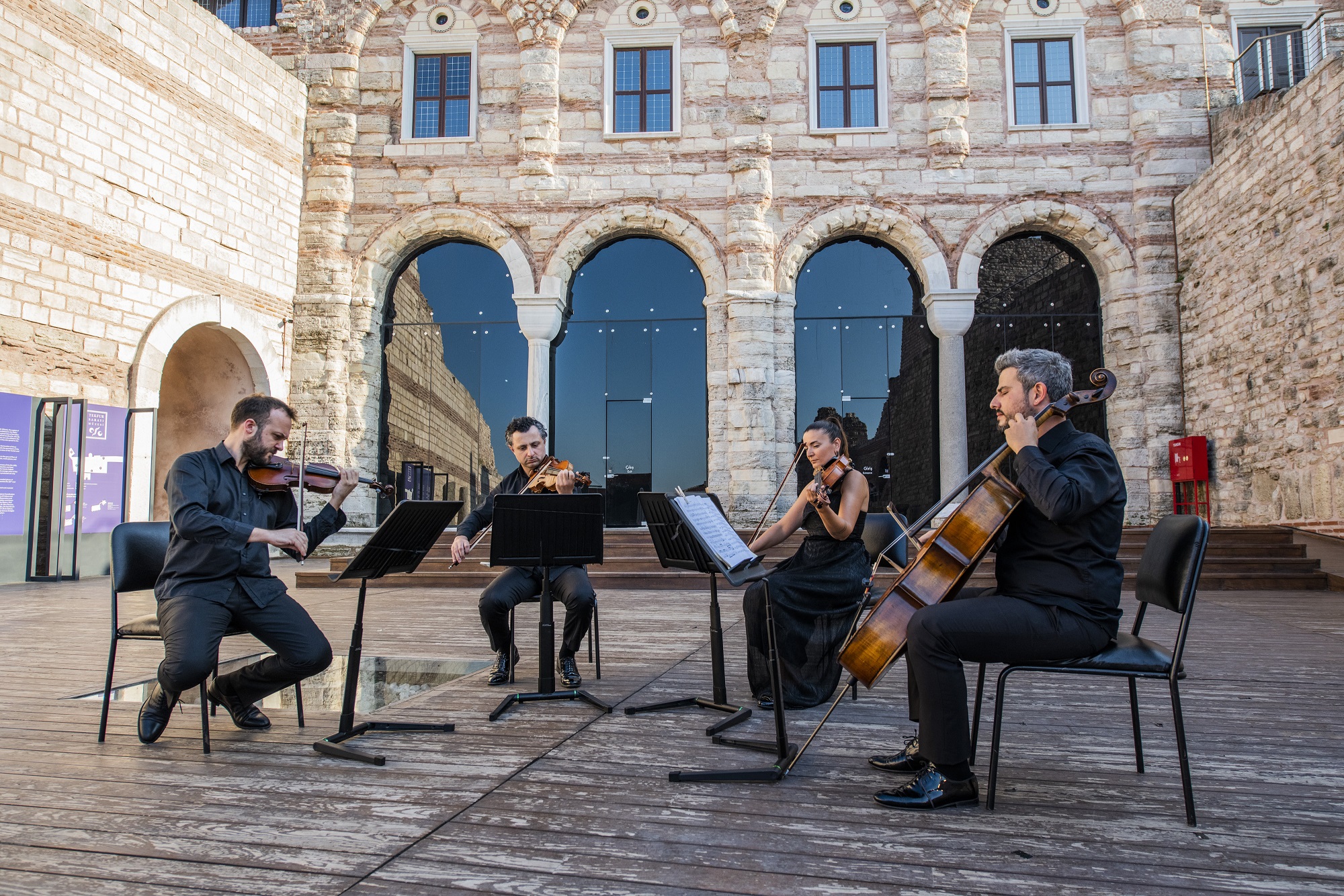The Semplice Quartet in the courtyard of the Porphyrogenitus Palace, Istanbul