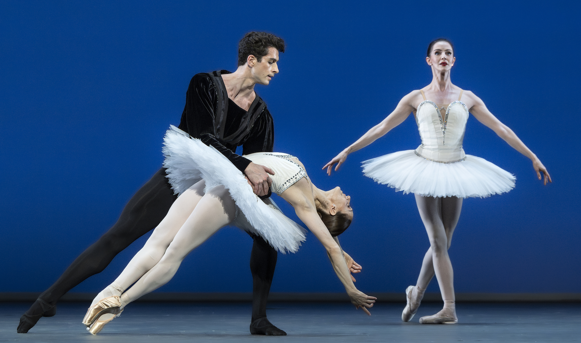 Reece Clarke, Marianela Nunez and Oliva Cowley in Symphony in C at the Royal Ballet