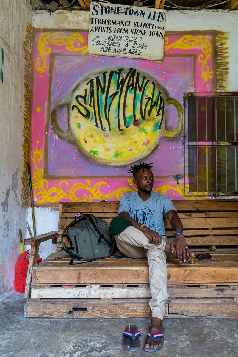 Rapper Ison Mistari at the HQ of Stone Town Records  © Andy Morgan