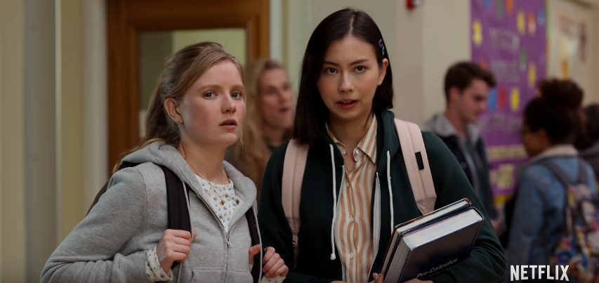 Hadley Robinson and Lauren Tsai in 'Moxie'