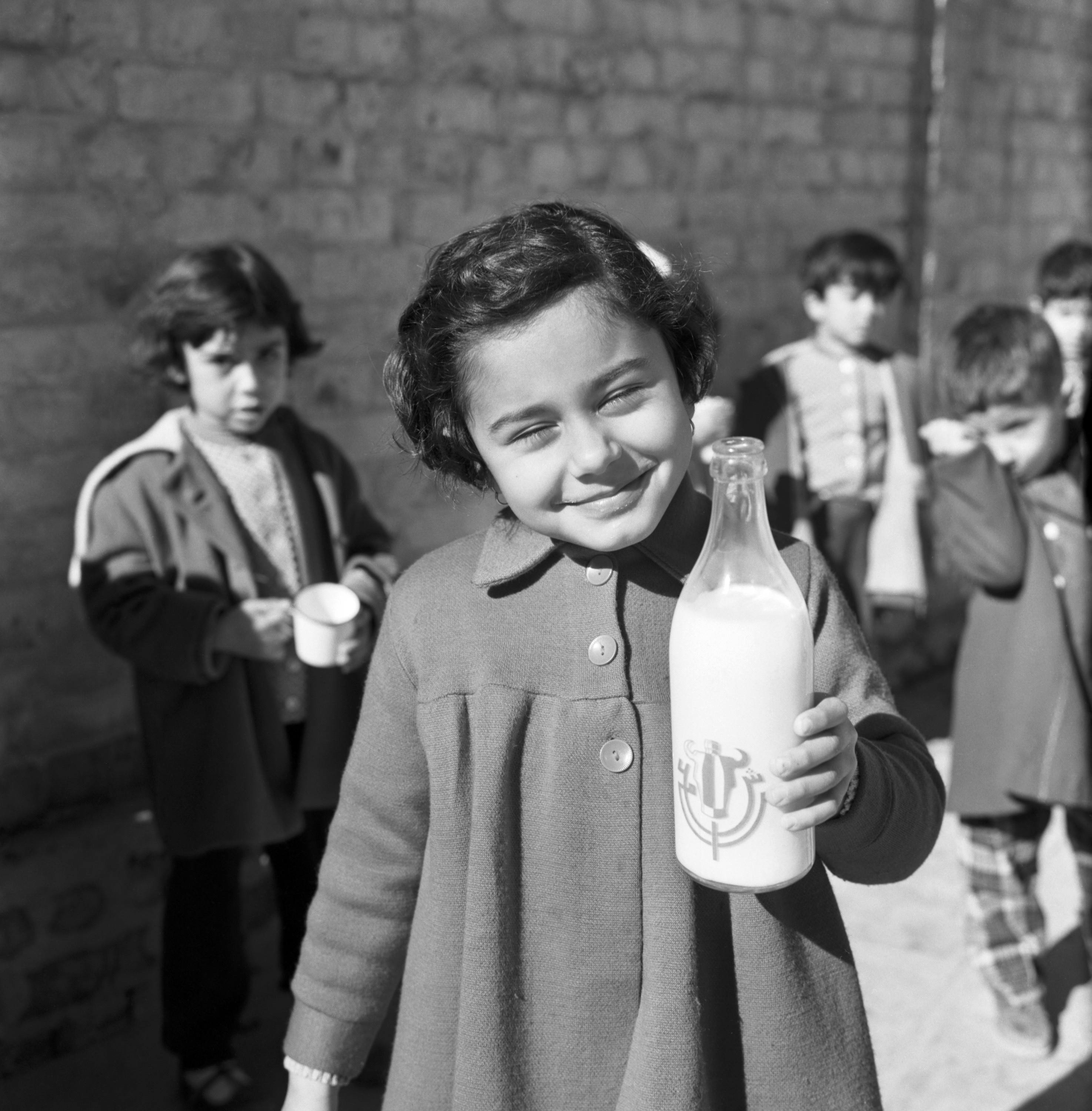 Latif Al Ani, School lunch, state primary school, Baghdad, 1961, 2019, Inkjet print on Hahnemühle fine art photo rag pearl 320 gsm paper, 60 x 59 cm, Courtesy of the Arab Image Foundation, Beirut and Gallery Isabelle van den Eynde, Dubai.