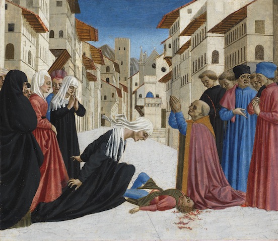 Saint Zenobius Bishop of Florence restores to life a widow's son killed in Borgo degli Albizzi, Florence Domenico Veneziano about 1442-48; © Fitzwilliam Museum, Cambridge 