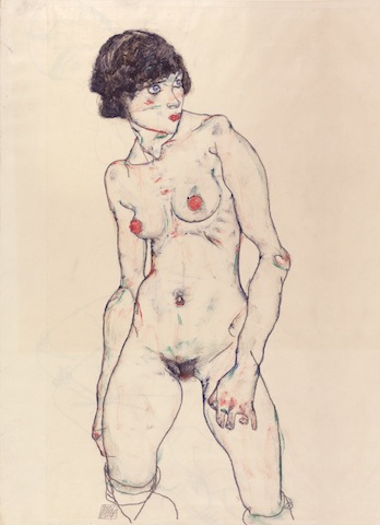 Egon Schiele, Standing Nude with Stockings, 1914; Germanisches Nationalmuseum, Nuremburg
