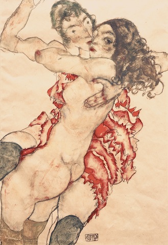 Egon Schiele, Two Girls Embracing (Two Friends), 1915; Museum of Fine Arts, Budapest