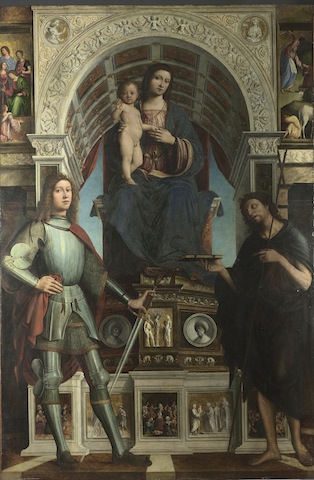 Lorenzo Costa and Gianfrancesco Maineri  The Virgin and Child with Saints, 1498-1500; © The National Gallery, London