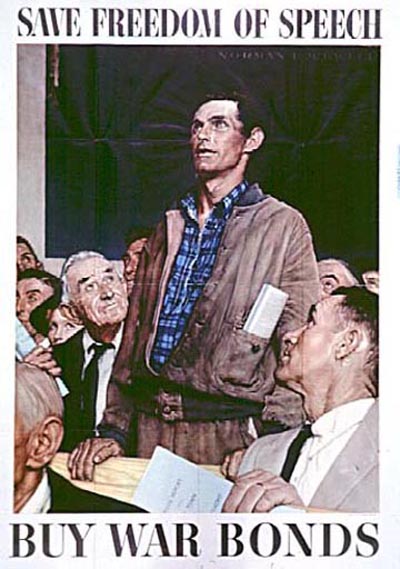 Norman Rockwell: Save Freedom of Speech, from Four Freedoms, 1943