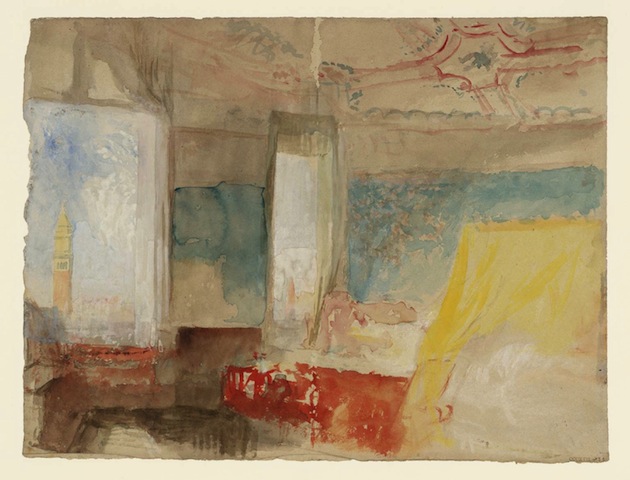 JMW Turner, Turner’s Bedroom in the Palazzo Giustinian (the Hotel Europa), Venice, c.1840