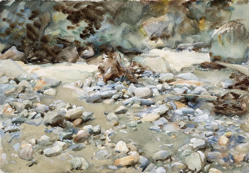 John Singer Sargent,  Bed of a Torrent,  c. 1904, watercolour on paper, over preliminary pencil, Royal Watercolour Society, London. Image © Justin Piperger