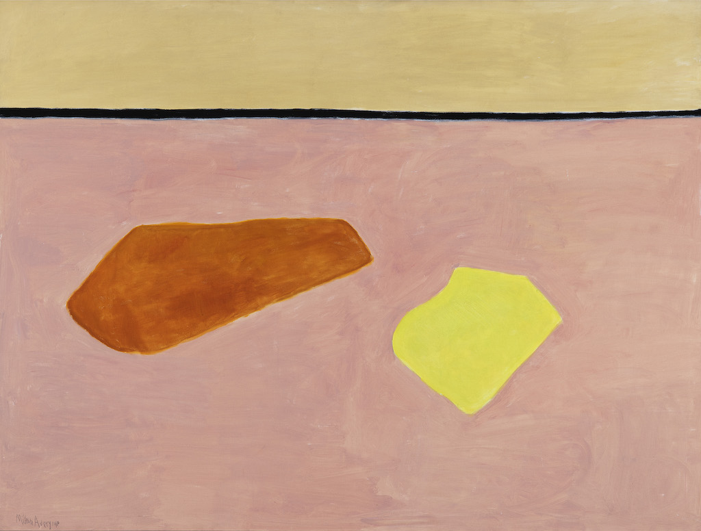 Milton Avery, Beach Blankets, 1960 Oil on canvas, 136.2 x 181.9 cm   Wichita Art Museum. Gift of Marian and S. O. Beren, Wichita, Kansas © 2022 Milton Avery Trust / Artists Rights Society (ARS), New York and DACS, London 2022